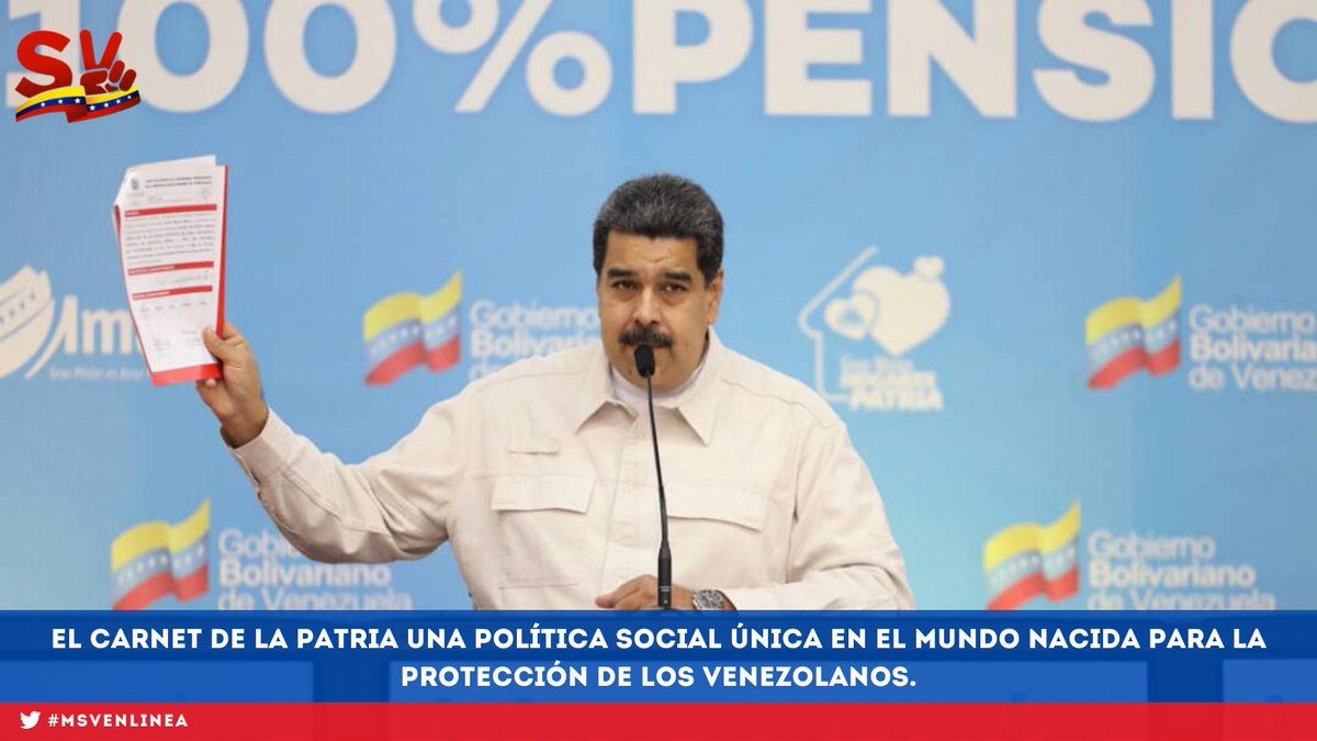 MSVEnLinea's tweet photo. #ÚLTIMAHORA || El Pdte. @NicolasMaduro: Aprobó la entrega de 18,559 nuevas pensiones en 100% Amor Mayor (Junio 2022) a través del Sistema @CarnetDLaPatria.

@MSVEnContacto @veQRSocial #TuiteroPatria #03Jun #ApureEsNuestro https://t.co/00LA5di9Ng