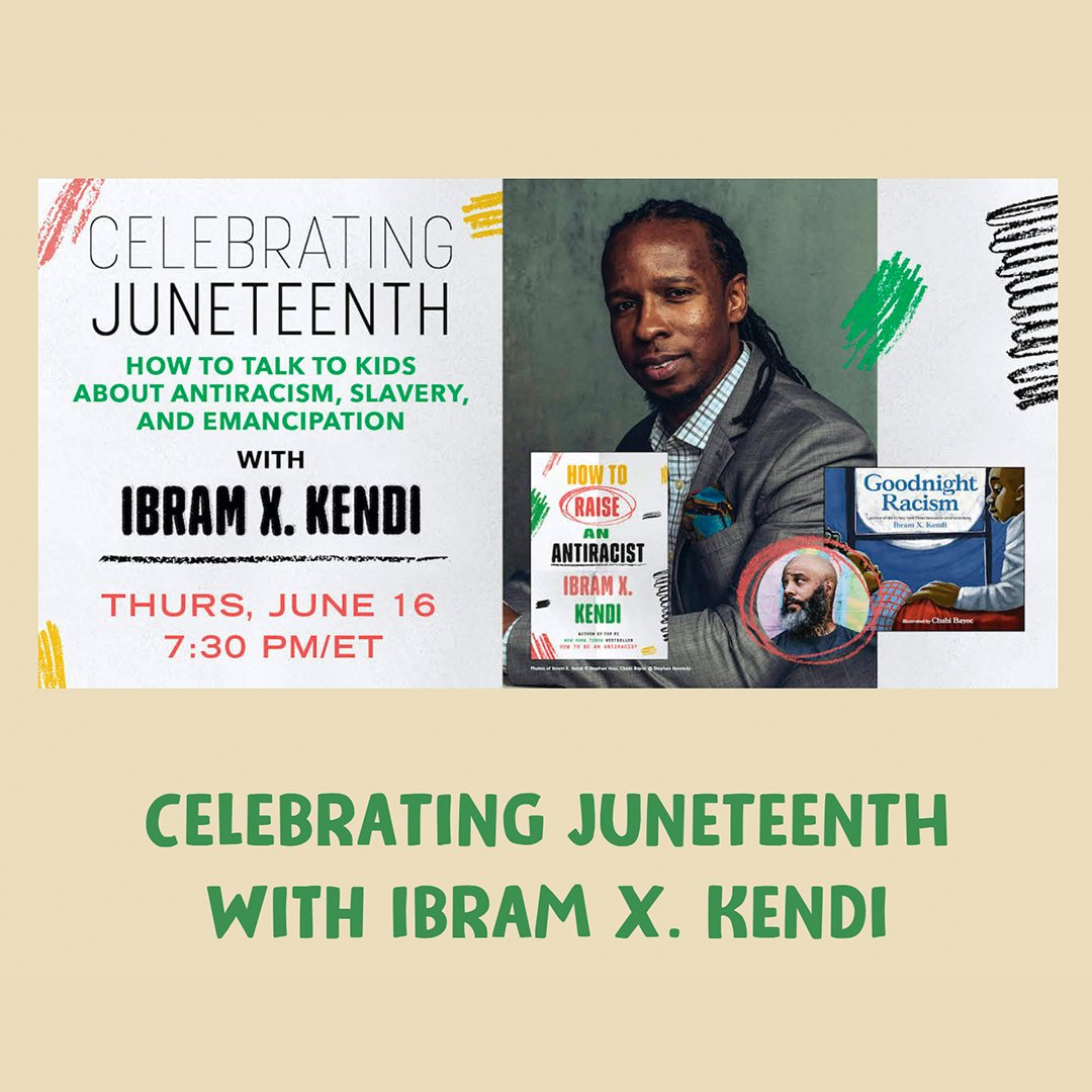 ibramxk's tweet photo. Join me and @Ebonyteach, @halseanderson, @austinchanning, and Goodnight Racism illustrator @cbabibayoc as we celebrate Juneteenth virtually on June 16. #KendiBookTour

Juneteenth tickets: https://t.co/cb4D9EgeeO

Tour tickets: https://t.co/cHsYZcD6Yd https://t.co/nTAxigNFWU