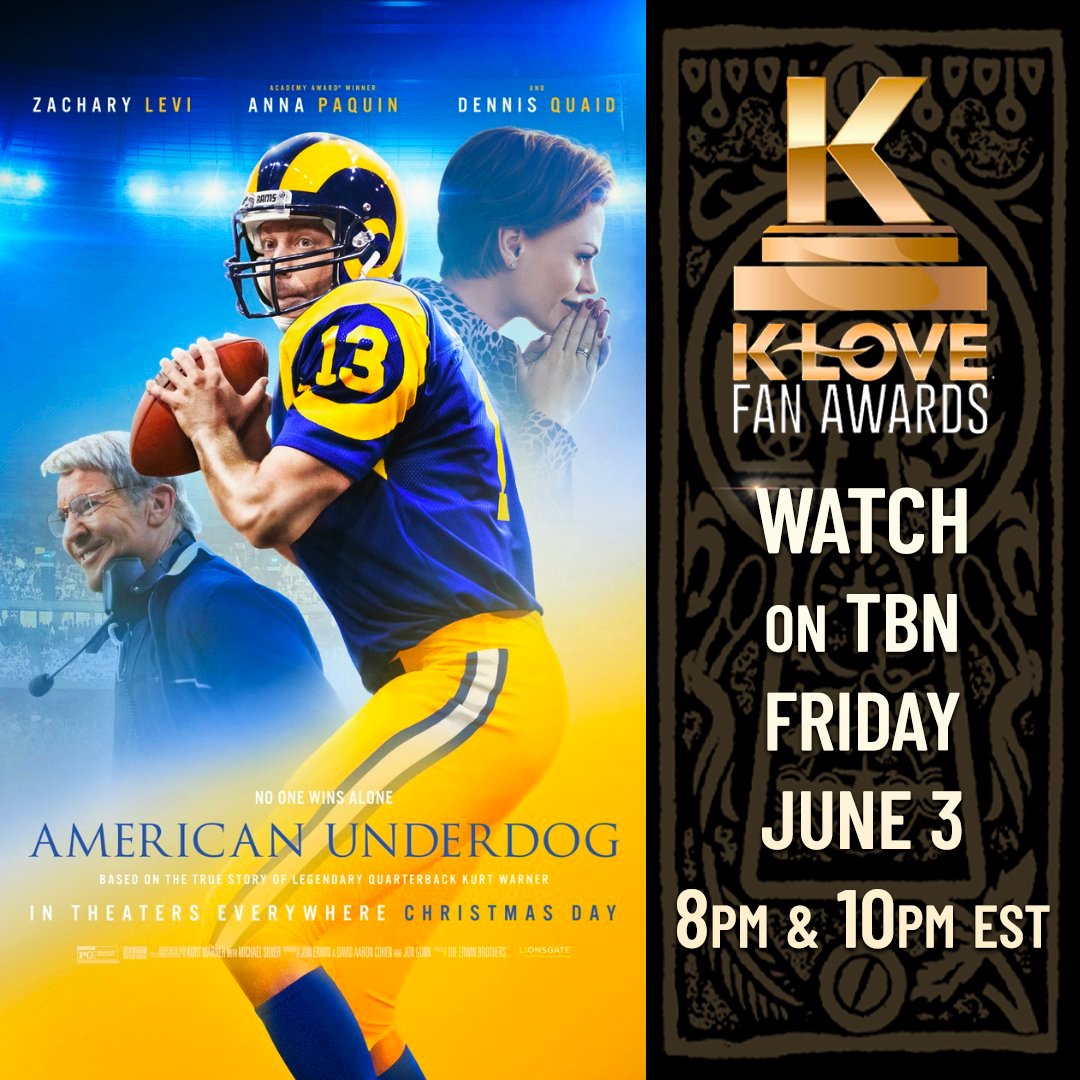 Looking for some Friday fun? Watch the K-LOVE Fan Awards on Trinity Broadcasting Network on Friday, June 3 at 8 pm & 10 pm EST. Check your local listings at TBN.org/watch/channel-…. @KingdomStoryCo @klovefanawards