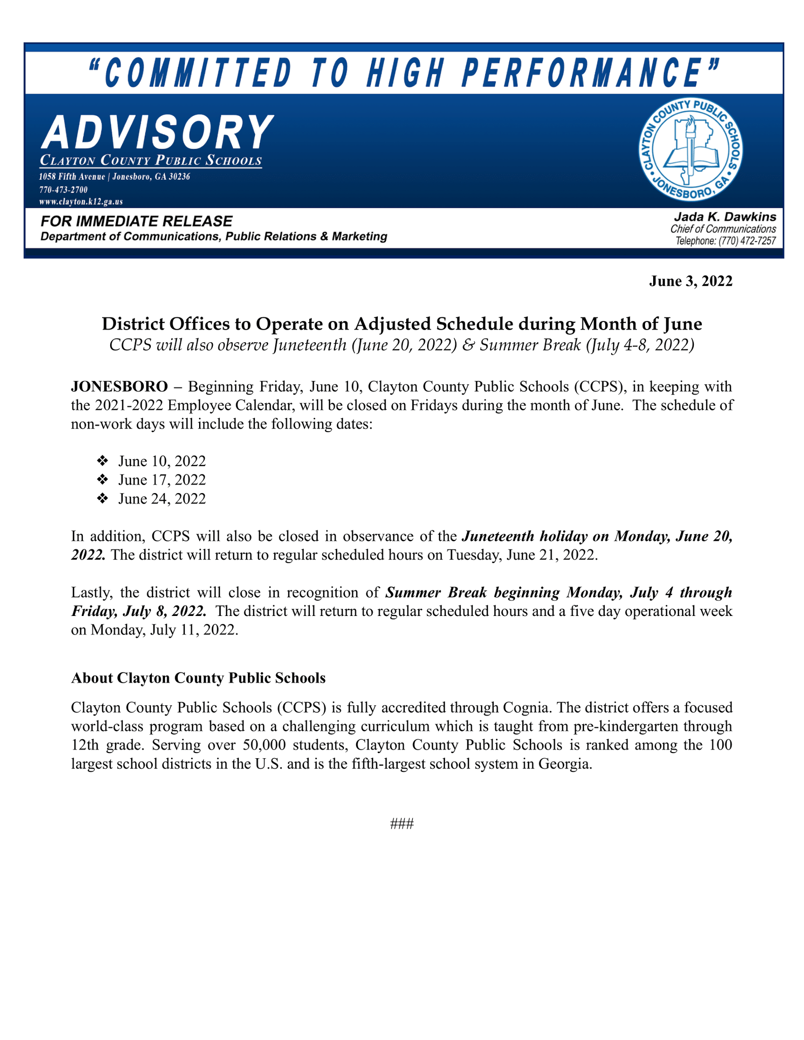 Clayton County Public Schools on Twitter "District Offices to Operate