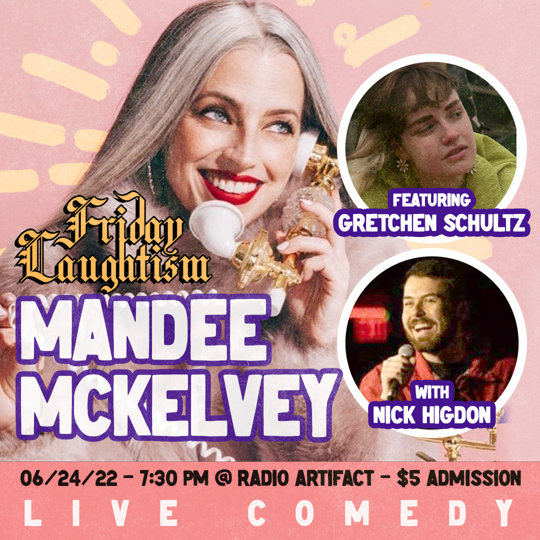 RadioArtifact's tweet photo. Friday Laughtism is back on June 24th!
This month we have the excellent Mandy Mckelvey!

Featuring: Gretchen Schultz (@gretchstarr )
with Nick Higdon

🎟https://t.co/RHbwOYAPVc

hosted by @ShonkZachwiler and @LukeFegenbush 

 #comedy #standupcomedy #cincinnaticomedy https://t.co/96uYoVHIoQ