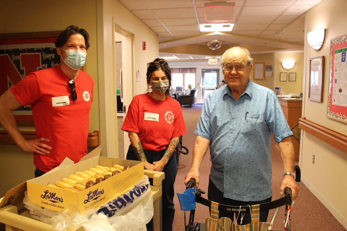 salarmyomaha's tweet photo. The Salvation Army celebrated the first #NationalDonutDay in 1938 to help those in need and honor the work of the “Donut Lassies,” who served donuts to soldiers during World War I. On Friday, we were grateful for the opportunity to serve donuts to Omaha-area Veterans. https://t.co/1QfA394Xbk