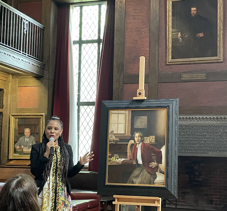 Terrific day! <a href="/Yale/">Yale University</a> unveils portrait of Beatrix  Hamburg, MD ’48 - internationally renowned researcher, advocate, first Black woman to graduate from <a href="/YaleMed/">Yale School of Medicine</a>. Great to see daughter Dr. Peggy Hamburg, &amp; artist Elizabeth Colomba's amazing work.