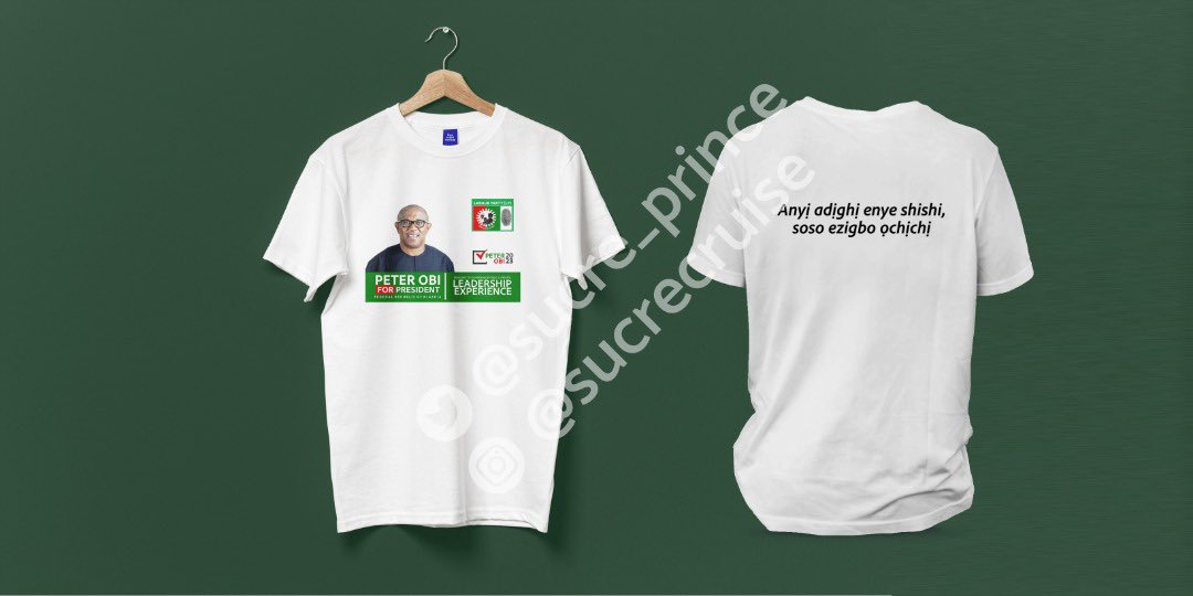 PrinceShugz's tweet photo. I came up with this wonderful designs with the caption "WE NO DEY GIVE SHISHI, ONLY GOOD GOVERNANCE" in the 3 major languages in Nigeria and pidgin. This is a message that resonates with what his excellency @PeterObi stands for and a much needed message at this time.
@PeterObi https://t.co/W0yAKhc2gj