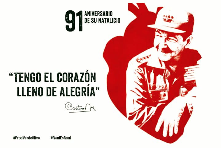 CespedesSadis's tweet photo. Muchas felicidades para nuestro General de Ejército 
Ya son 91 años de ejemplo revolucionario.
@Cubacooperabol2 
@cubacooperaven 
@CubaVa_Bolivar2 
@LiliaRosaGonzl1 
@DeikyNoya 
@LopezYudisley 
@CandidoReyesMa4 https://t.co/NCqo9zxF3k