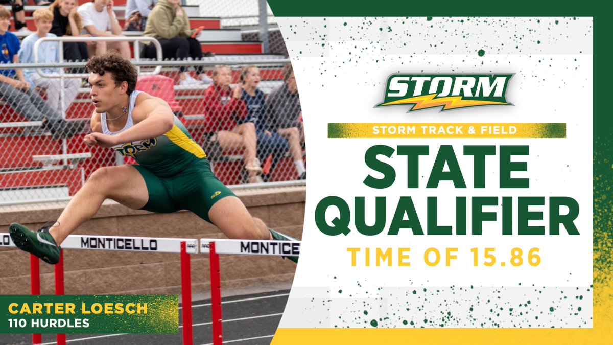SRRStorm's tweet photo. Congrats to Carter Loesch for qualifying for the State Track &amp; Field Meet in the 110 Hurdles! #GoStorm https://t.co/rZAvMSTPKh