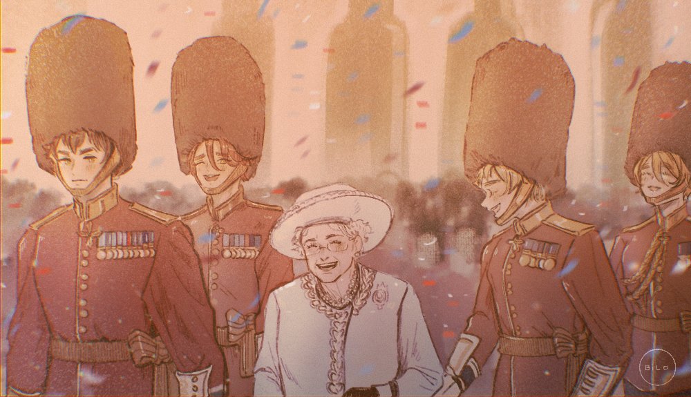 Platinum Jubilee of Elizabeth II
 Disclaimer, I know that there are many rules applying to the royals and their guards, but let it slide for this illustration? 
#hetalia #ヘタリア #hetaliaukbrothers #ukbros #hetaliabritain #aphscotland #aphnorthernireland #aphwales #aphengland
