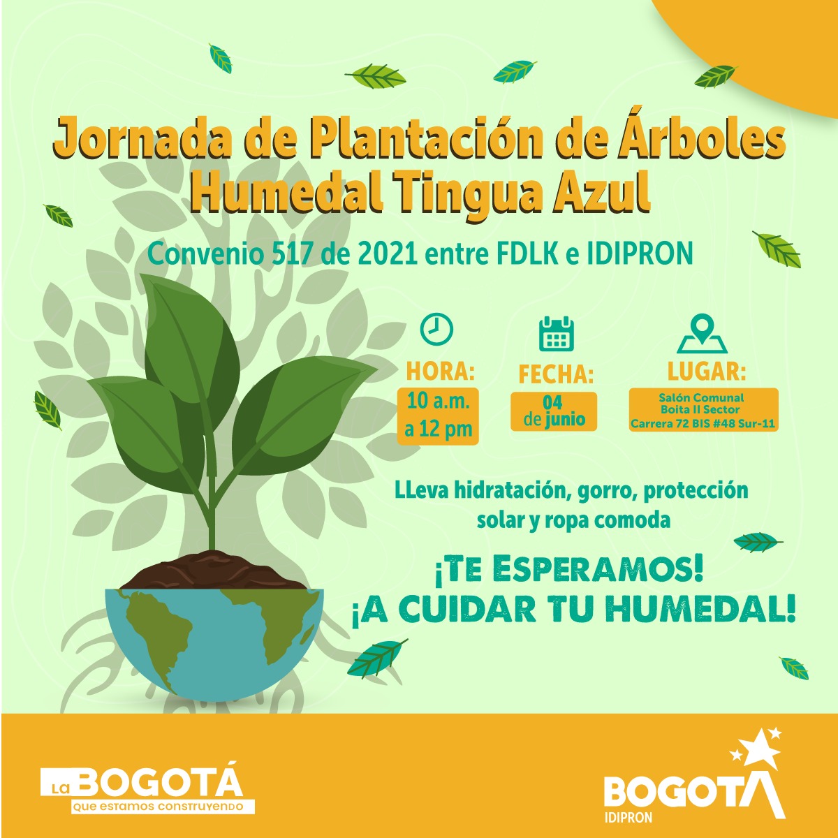 idipronbogota's tweet photo. ¡Vamos a recuperar nuestros humedales..! No olvides que mañana puedes actuar en favor de la naturaleza. Ven y acompáñanos en esta misión...

Sábado 4 de junio
#TinguaAzul https://t.co/kauVqMXJar