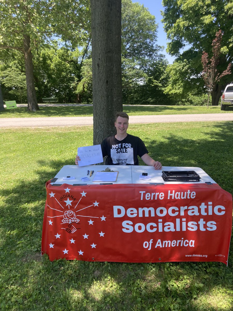 Catch me posted up at the Merom Bluff Chautauqua to talk about Socialism, building worker power, and improving rural communities in Indiana and the Midwest :)