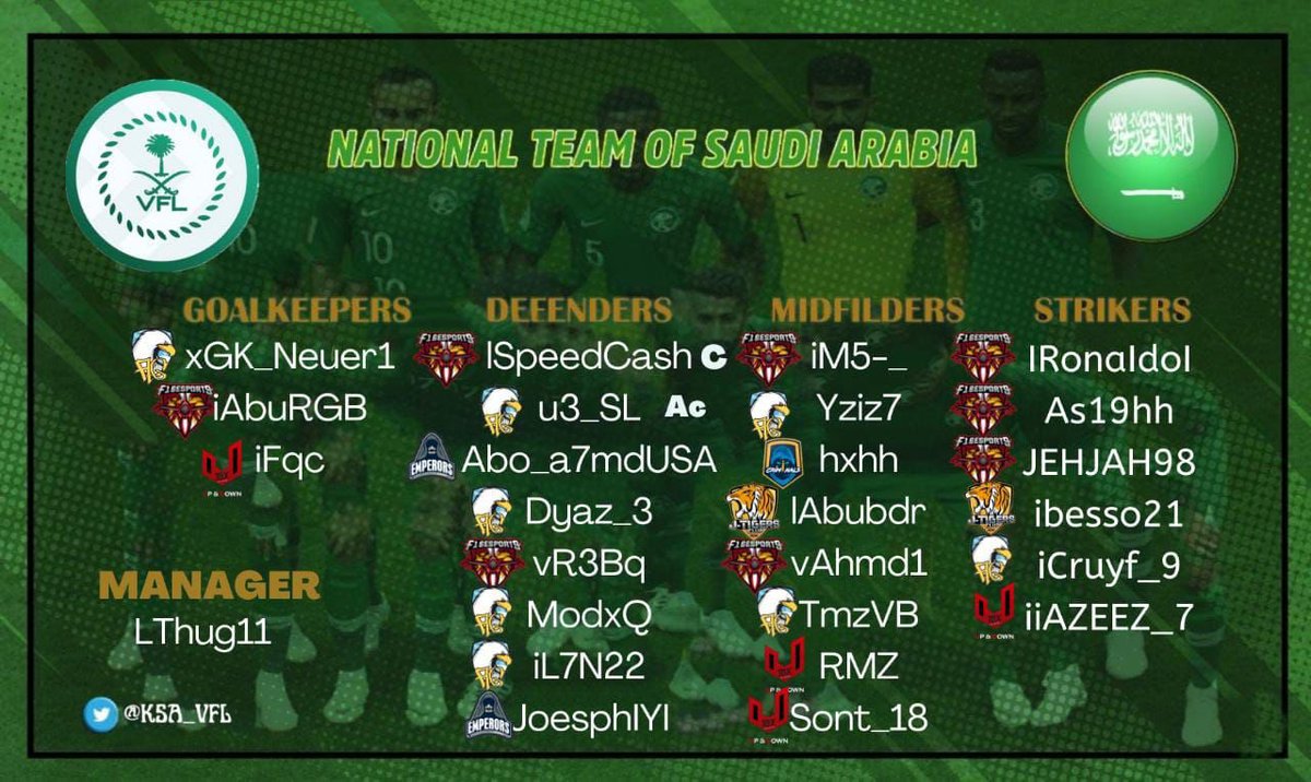 قائمة المنتخب المستدعاة للبطولة <a href="/VFLMENA/">VFL Mena</a> 🦅