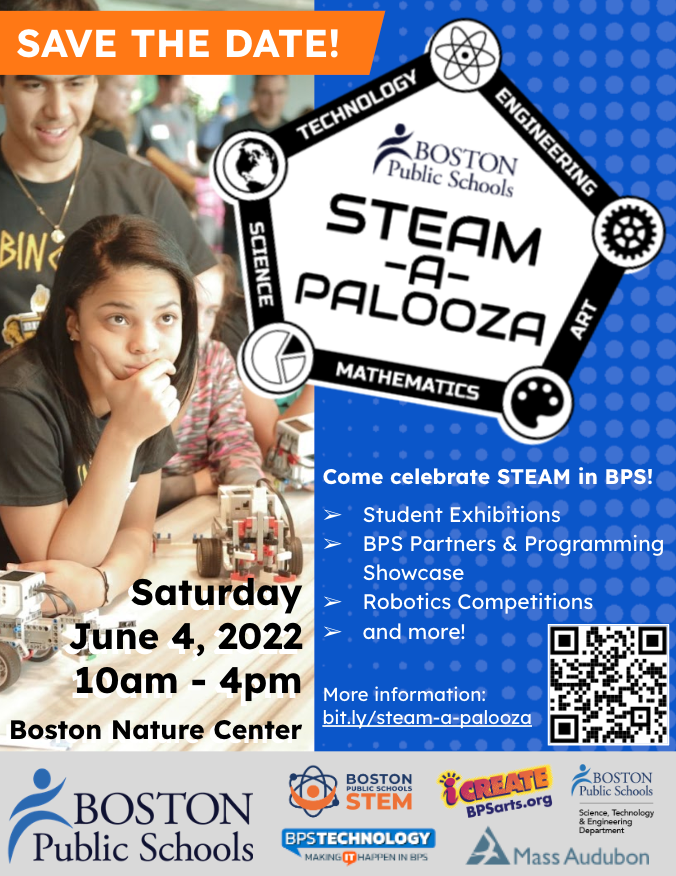 BostonPublicSchools (@bostonschools) on Twitter photo ATTN <a href="/BostonSchools/">BostonPublicSchools</a> Community: Join us for the 1st annual BPS STEAM-A-PALOOZA to celebrate everything STEAM in BPS on June 4. This is a family-friendly event that will feature robotics competitions, student exhibits, & community partners. 
For more: sites.google.com/bostonpublicsc… ATTN <a href="/BostonSchools/">BostonPublicSchools</a> Community: Join us for the 1st annual BPS STEAM-A-PALOOZA to celebrate everything STEAM in BPS on June 4. This is a family-friendly event that will feature robotics competitions, student exhibits, & community partners. 
For more: sites.google.com/bostonpublicsc…