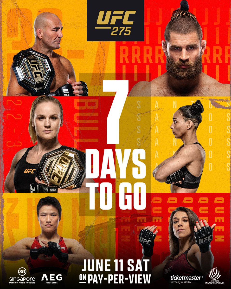 UFC_CA's tweet image. ONE WEEK TO GO 🔥 #UFC275