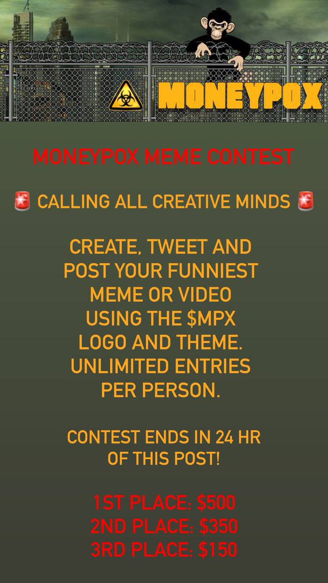 We are currently working on some big things 👀

Stay tuned! Make sure you come join our TG and enter our #MEME contest! Unlimited entries💰

Tg: t.me/moneypoxeth

Dextools: dextools.io/app/ether/pair…

Website: moneypoxtoken.net

$MPX #MPX #MONEYPOX #MONEYSHOT