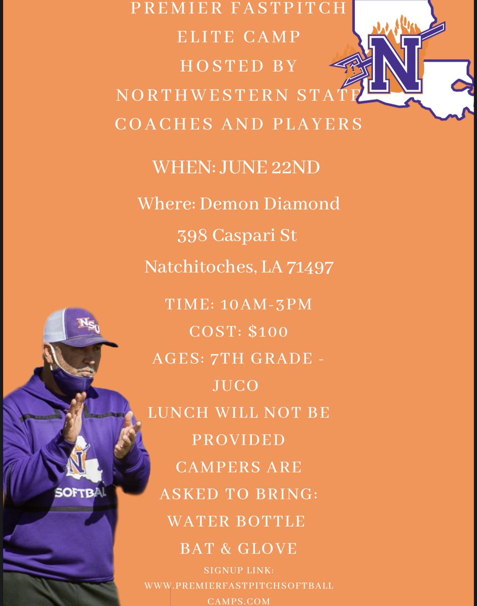 Still some spots to sign up for our June Elite Camps! Come see our beautiful campus, hang out with our coaches and players, and sharpen up your skills! Can’t wait to see you at Demon Diamond! 
Signup: premierfastpitchsoftballcamps.com

#ForkEm 😈🤘🏽
