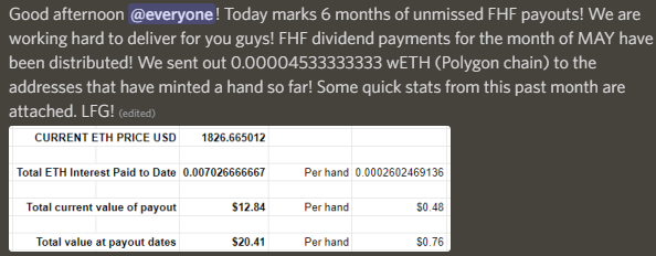 8bitcryptohands's tweet photo. FHF Payments for the month of May 2022 have been distributed! Check us out on discord! Link in bio https://t.co/LU0dEqdCjc