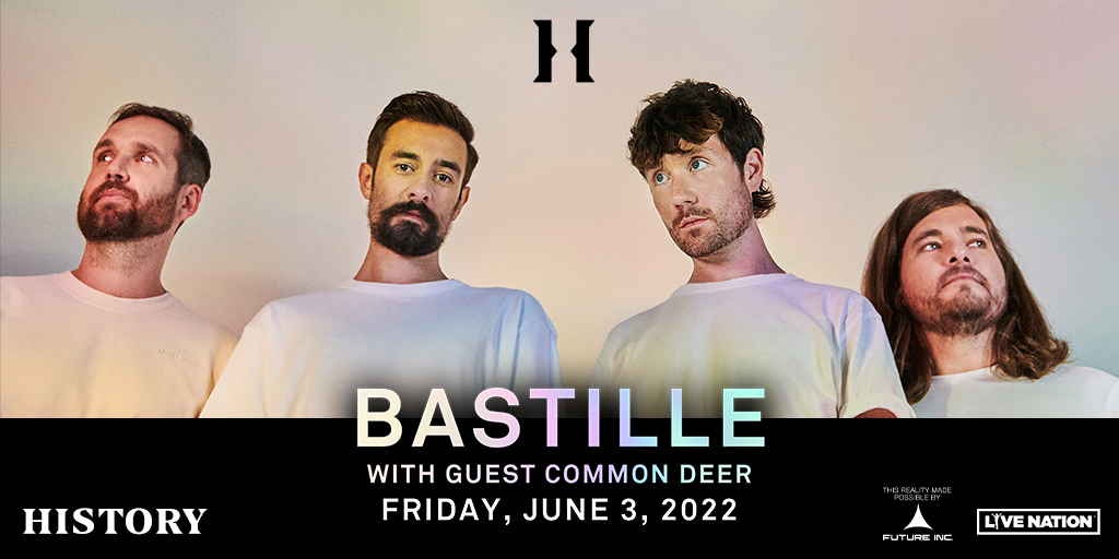 HistoryToronto's tweet photo. TONIGHT: Happier 🎵 knowing @bastille's 'Give Me The Future Tour' is coming to HISTORY! Get your tickets here and check out the set times below: https://t.co/7JJADm2M0v

Doors: 7:00pm
Common Deer: 8:00pm
Bastille: 9:00pm
*All times are subject to change https://t.co/IriLOZ3FVh