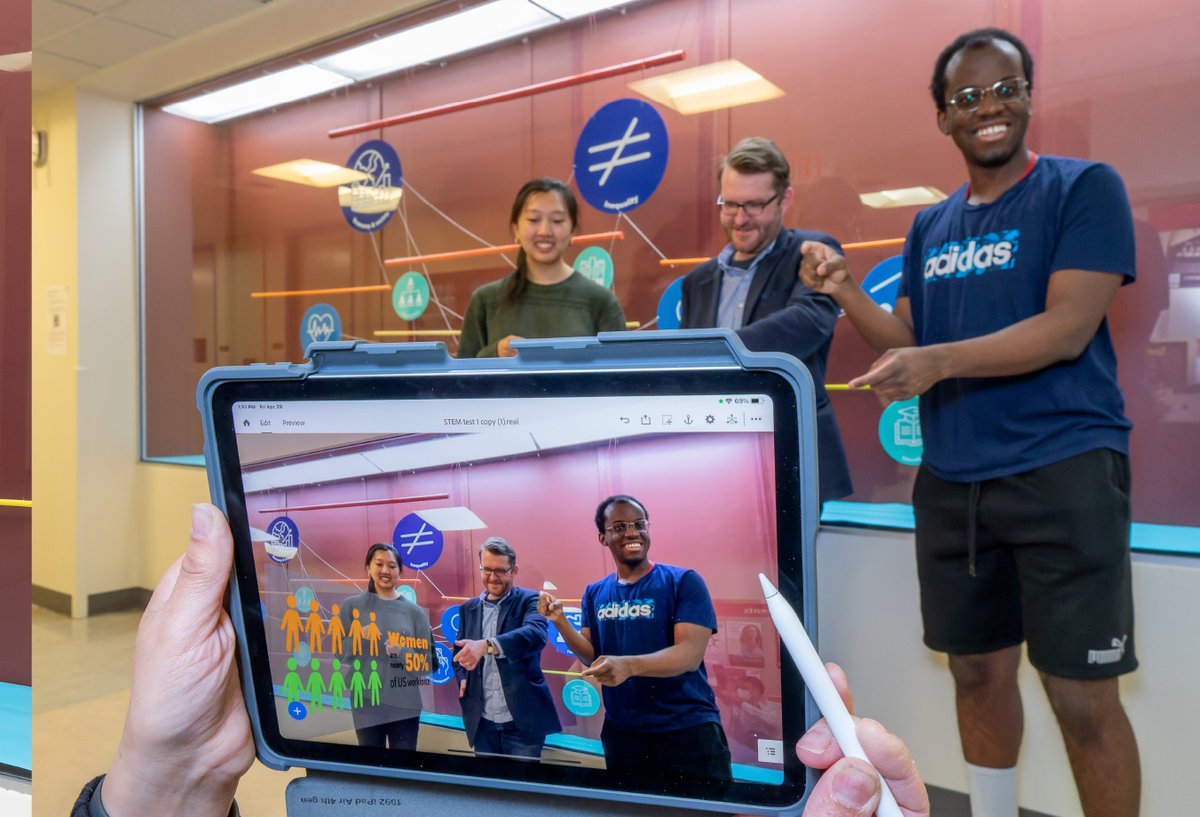 CornellSoc's tweet photo. Our window display merges art, science, and #AugmentedReality to showcase #Sociology. Check out the article about this project developed by @IthacaCornwell, @multifungi, @ObiChukwudumebi3, and Carolyn Chun, experience the #Socioverse 3rd floor,Uris Hall! 
https://t.co/qLycjNpNd7 https://t.co/Sx678kBmKi