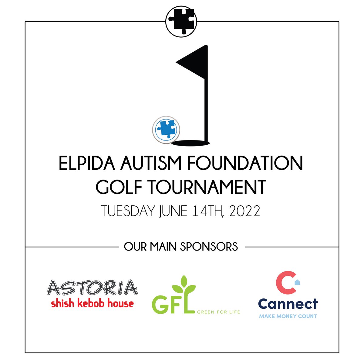 ElpidaAutism's tweet photo. It’s June!! That means that our inaugural Elpida Golf Tournament is quickly approaching. ⛳️ Over the next week, we’ll be sharing fun updates leading up the event, including highlights and thanks for our great sponsors. 

Main Sponsors: Astoria Shish Kebob House, GFL, and Cannect. https://t.co/EBKjTH7cJe