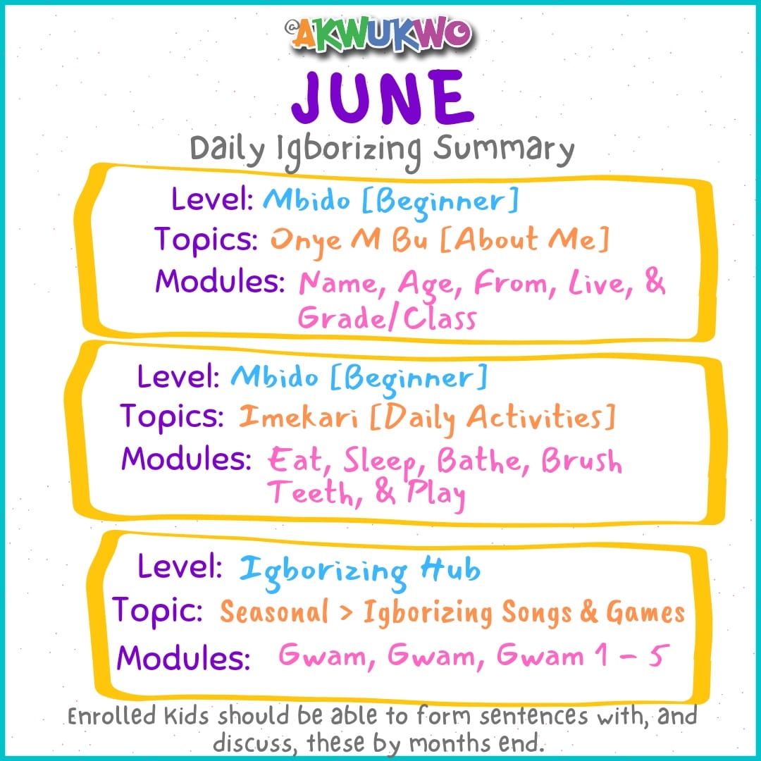 AkwukwoLLC's tweet photo. Our https://t.co/EQ54aCXuAT ụmụaka (kids) are learning these ☝🏾ALL month PLUS #Igborizing effectively with 👇🏾 :

> Animated lessons and corresponding Activities videos
> Printable Activity Worksheets
> Kid to Kid Chats 
> Monthly Nkata (Chat) Sessions https://t.co/TIyLJZwpPQ