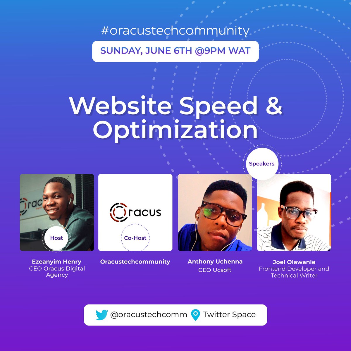 Oracustechcomm's tweet photo. Information is power:
A lot of people do not know that the way you structure your code could affect the speed of your website.
Some others do not know the importance of meta tags in web optimization.

Set a reminder for my upcoming Space!
https://t.co/S0rfrqbIIG https://t.co/QAVGU0TDtM