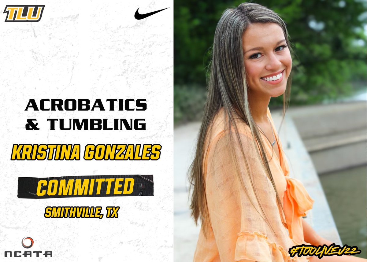 TLUAcroTumb's tweet photo. Please welcome our next signee, Kristina Gonzales! Kristina is joining us from Smithville, TX and has a background in cheerleading. Welcome to the family Kristina! We’re so excited to have you!
#PupsUp #TooLiveU22 @theNCATA https://t.co/IQc6TkLzrd