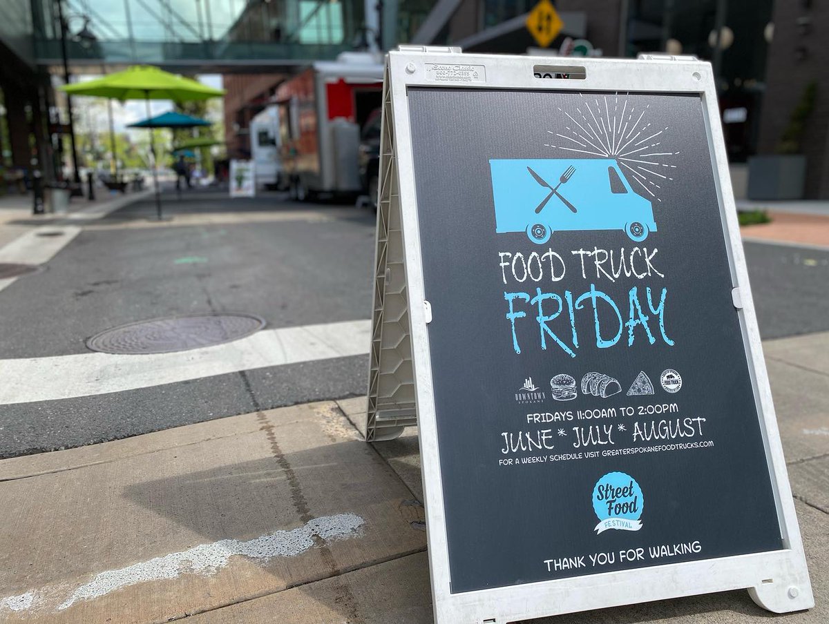 DowntownSpokane's tweet photo. Food Truck Friday is back!
Beginning today and every Friday through August, we’ll have a different lineup of awesome food trucks from Greater Spokane Food Truck Association on Wall St. between Main and Spokane Falls with games and music too.
11am–2pm, see you here! https://t.co/NcdPyCCjTh