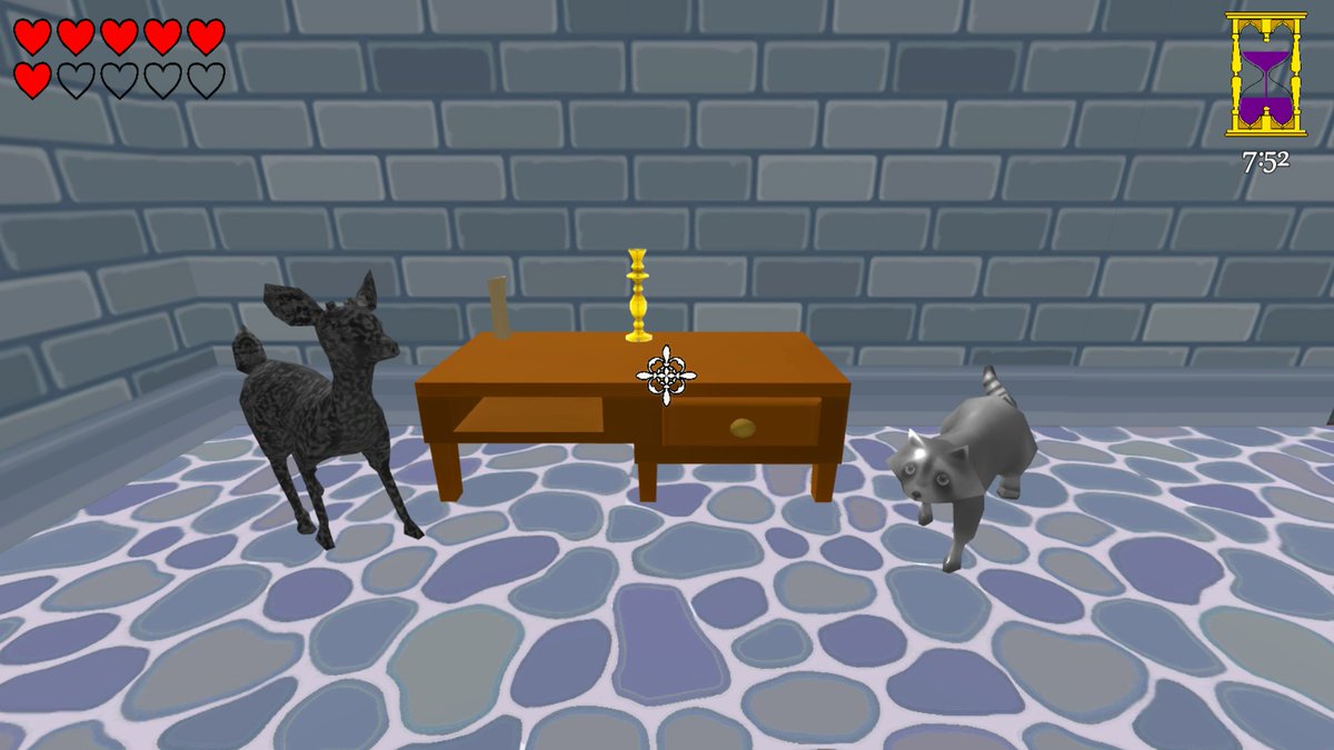 TheLuminousWolf's tweet photo. A bit of retexturing with GIMP and reshading in Unity turns these animals from @HONETi into statues. Hold still, guys! #gamedev #indiegame #wizardheist #unity3d #gimp https://t.co/pzVo9ZQNe3