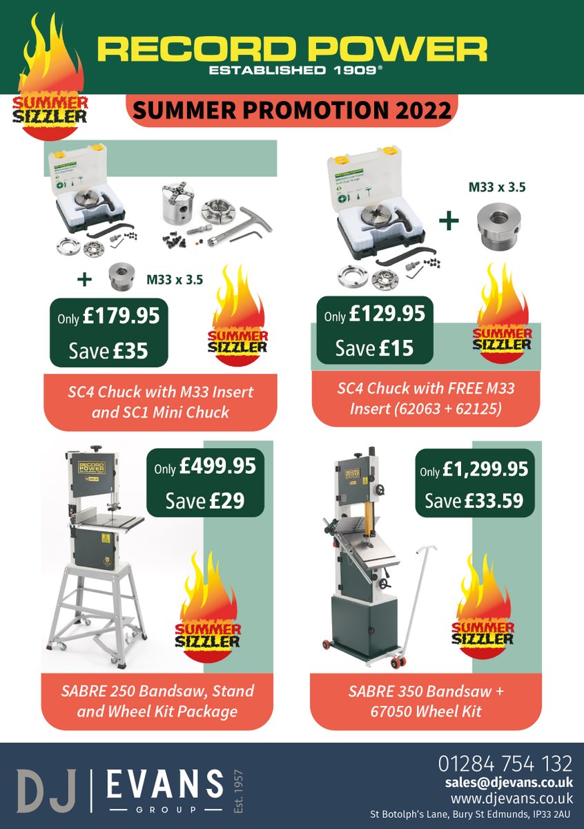 More great offers from the <a href="/RecordPower/">Record Power</a> Summer Sizzler promotion! 🔥 
Take advantage of these deals by getting in touch with our sales team or swinging by our Bury St Edmunds shop tomorrow!
Email: sales@djevans.co.uk
#djevans #recordpower