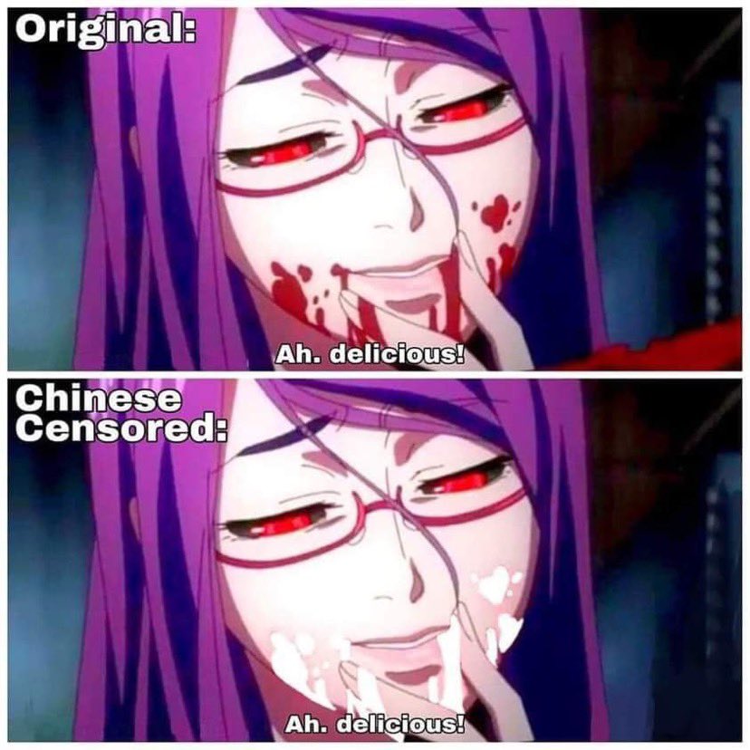 Undyne_Arashi's tweet photo. Bruh all of the Chinese censored anime shots are getting out of control PICK A DIFFERENT COLOR I BEG https://t.co/zVNhM1ueIh
