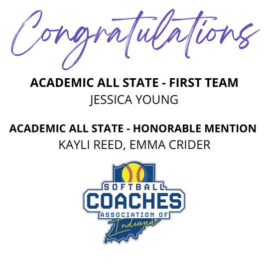 Congratulations to Jessica Young, Kayli Reed and Emma Crider on being named to the SCAI Academic All State Teams. We are so proud of you! <a href="/jessyoung2022/">Jessica Young</a> <a href="/kayli_jr/">Kayli Reed</a> <a href="/EmmaCrider5/">Emma Crider</a>
