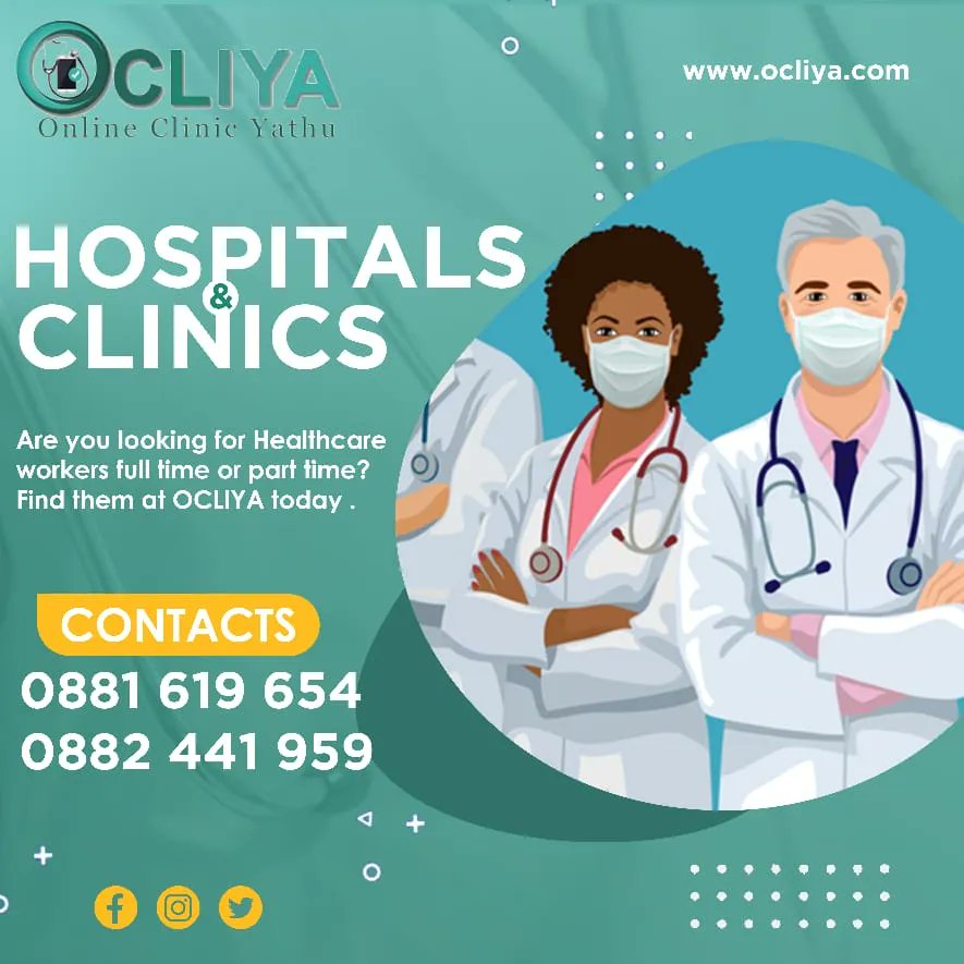 ocliya's tweet photo. We have over 50 registered healthcare workers on our program.
If you are a hospital/clinic/pharmacy in need of qualified personnel, look no further- Register with us today on this link https://t.co/uV41KxhpSr
Save time and save the hassle
#ocliya
#hospitals
#clinics
#pharmacies https://t.co/WQg8laZUdM