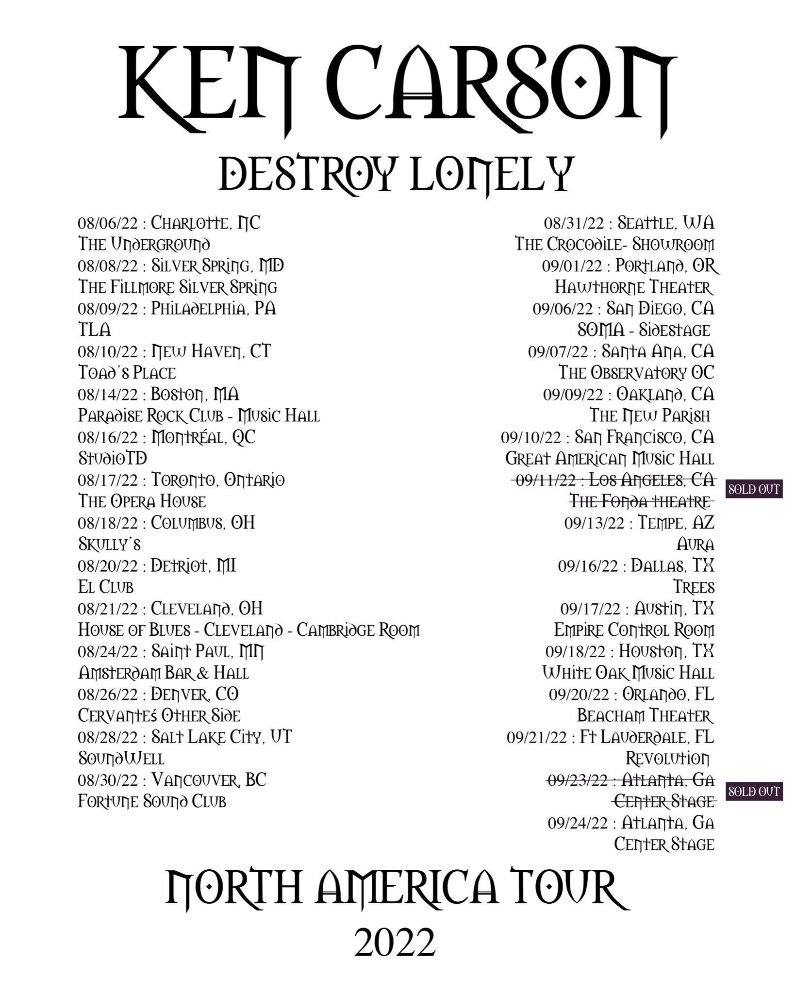 Ken Carson Tour 2024 Setlist Kipp Seline