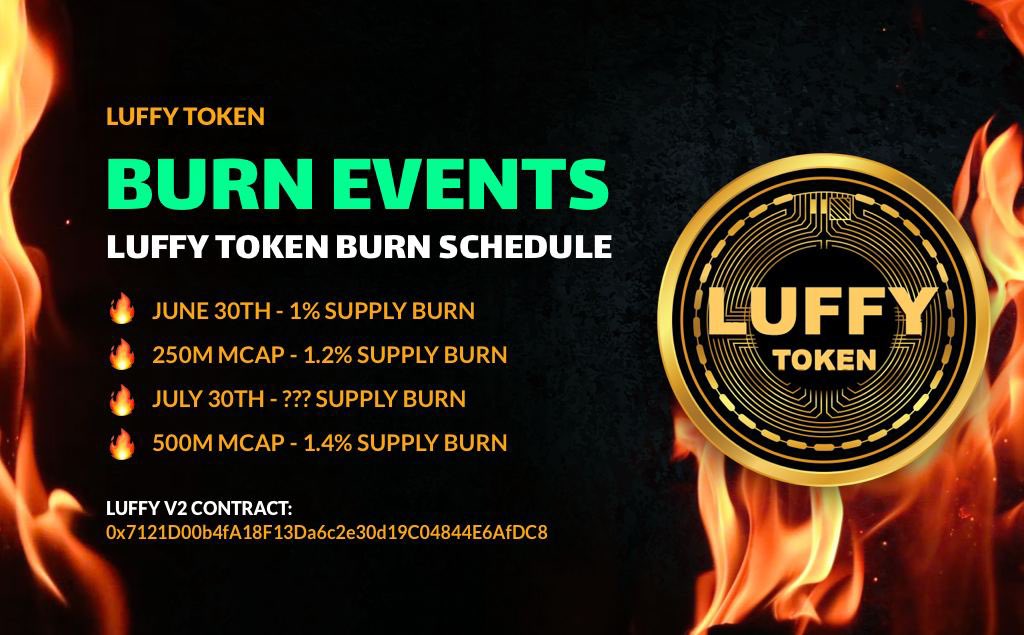 luffyinutoken's tweet photo. Here is our Schedule for the Next BURN EVENTS! 

$LUFFY #LuffyCrew #LUFFY #LuffyToken https://t.co/YcSnr1blOv