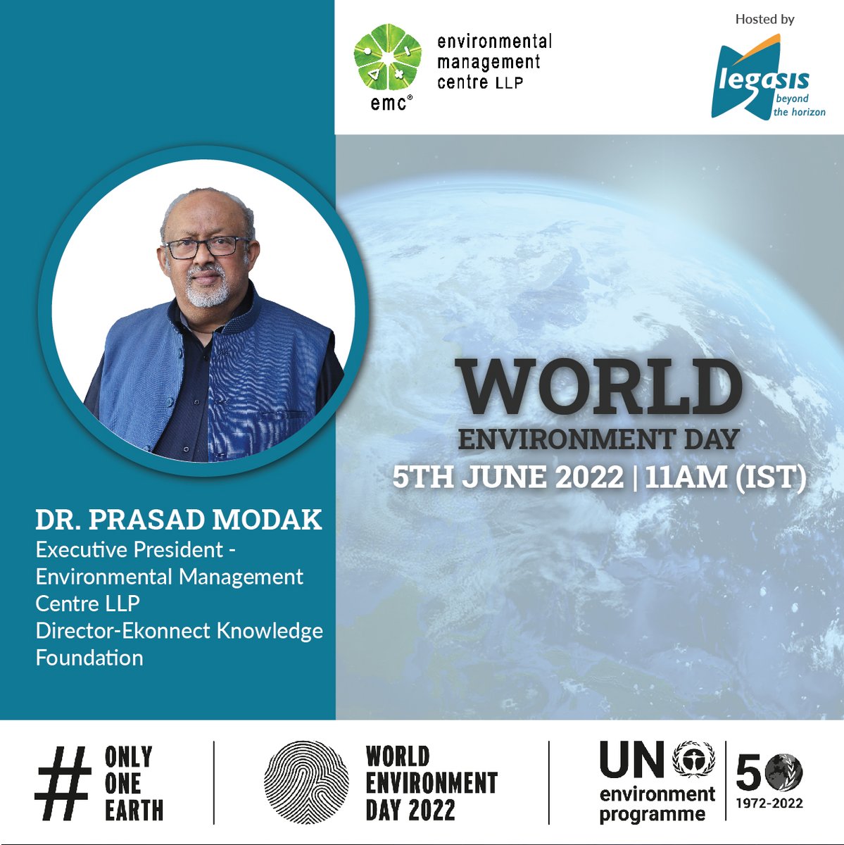 #WorldEnvironmentDay2022 -June 5, 11AM IST @Legasis &amp; @EMC_LLP 
<a href="/UNEP/">UN Environment Programme</a> Theme:  #OnlyOneEarth 
“#Statutory Role of #Directors in Environmental Protection: Does Failure to Protect #Environment Lead to Directors’ #Liabilities?” with <a href="/prasad_m_modak/">Prasad Madhav Modak</a>

Register: bit.ly/3kMf04p