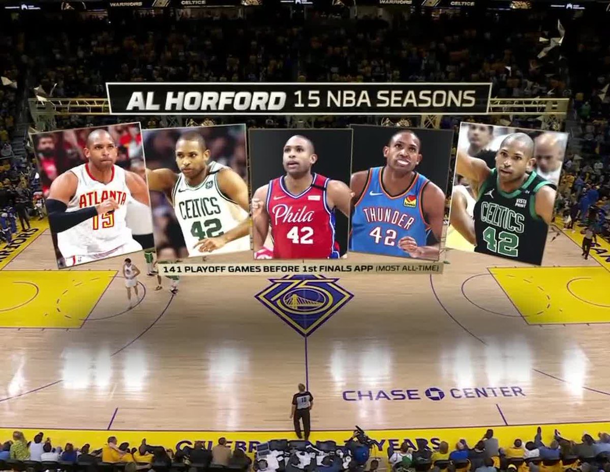 BleacherReport's tweet photo. Al Horford turns 36 today. His journey to his first NBA Finals is amazing:

15 seasons
4 teams
141 playoff games before his first Finals appearance (most all-time)

Hard work plus patience 🙏 https://t.co/gw5ftOskpF