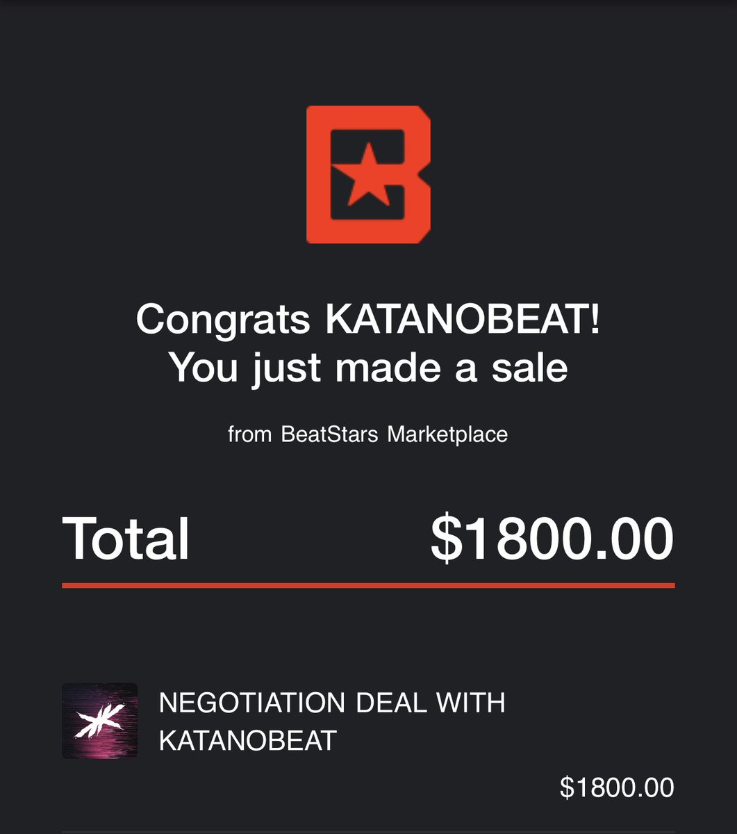 _katanobeat's tweet photo. @BeatStars #BeatStarsPays Thank you for the opportunity to realize yourself on your site!  Congratulations on our day!  Let's go another year together!⚡️🙏🏻 https://t.co/psoX1ZDtTo