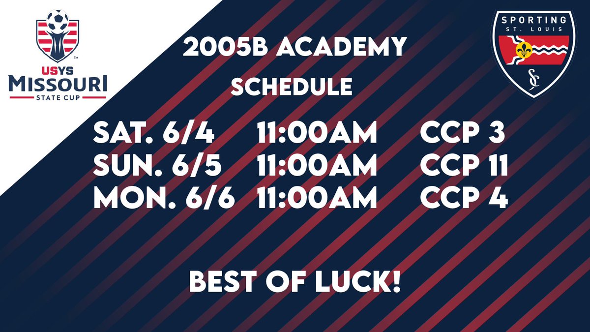 STLDASoccer's tweet photo. Good luck to our 2005B Academy this weekend in State Cup! Come support our teams this weekend! #sportingstl https://t.co/lDdzNUIhJP