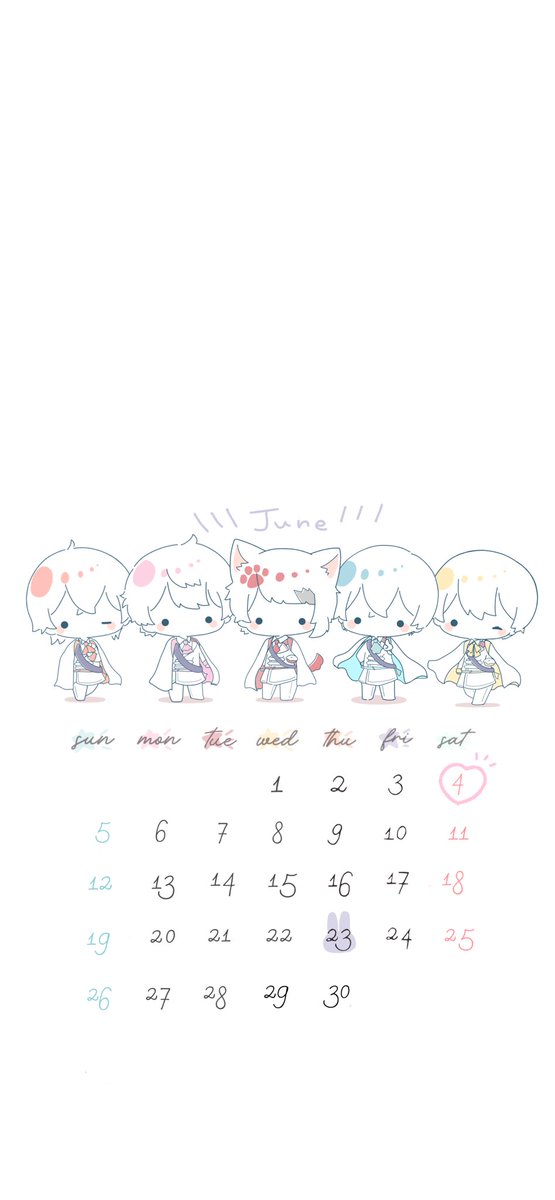 multiple boys animal ears chibi calendar (medium) white hair japanese clothes white background  illustration images