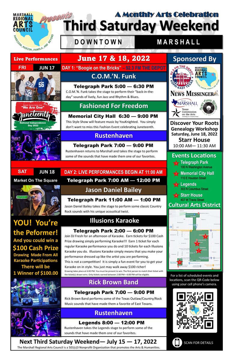 ArtsInMarshall's tweet photo. It's almost time for #ThirdSaturdayWeekend again in #MarshallTexas. https://t.co/bsBI794bK5