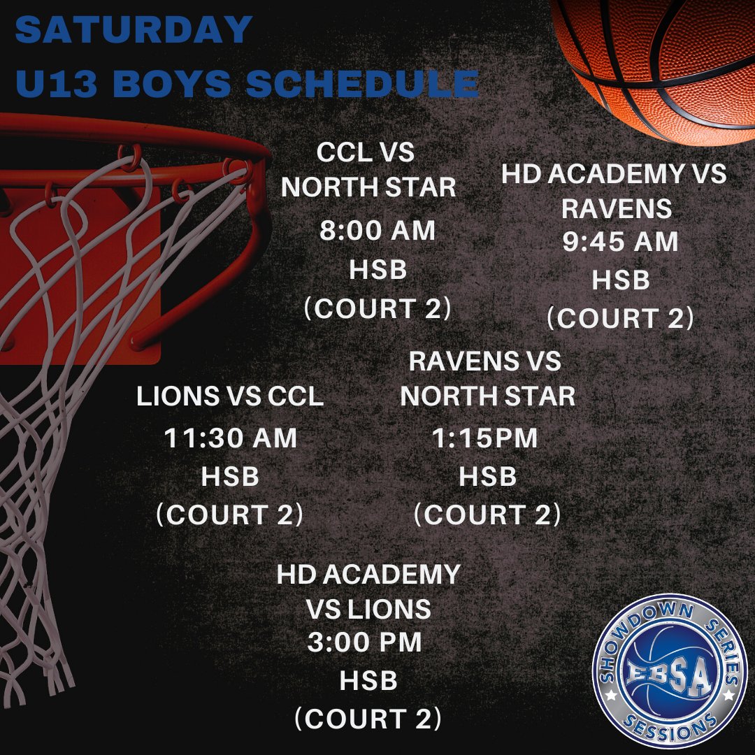 ebskillsacademy's tweet photo. Day 2 Boys Schedule for the #ShowdownSeries 🏀
Follow us and watch our games on @ballertv for live updates✨
.
.
.
#basketballquebec #ebsa #elitebasketballskillsacademy #elitebasketball #basketballtournament #aaubasketball #youthbasketball #skills #tournaments https://t.co/Ja7DzoNn54