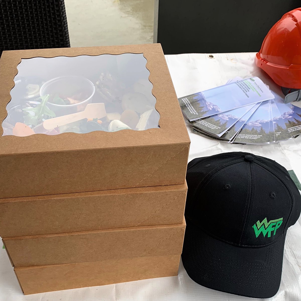 WFPCompany's tweet photo. How serious are we about safety? Our team at the @ChamberCR #GolfExtravaganza is ready for stray balls.😆 Today's tournament theme celebrates the #resourcesector, so Ross, Chris, Joe &amp; Shawn are on point! AND Western is sponsoring delicious gourmet lunch boxes for all players. https://t.co/TLrjIG3kTb