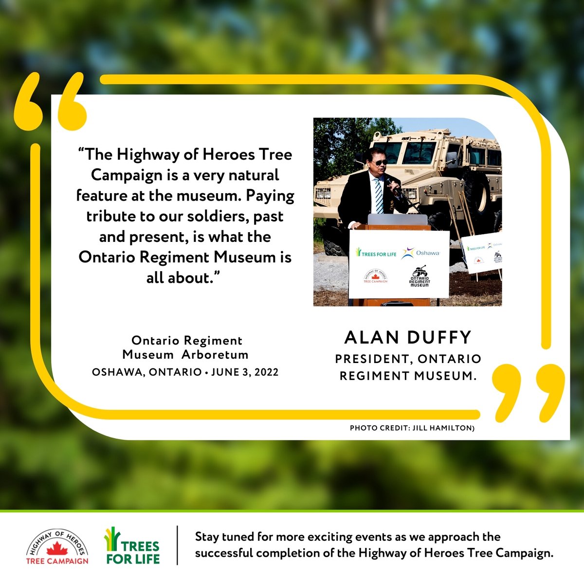 HOHTribute's tweet image. We're proud to participate in today's special ceremony to unveil the new 550-tree arboretum at Oshawa’s 
@ONTRMuseum. Read more about this special event on @CdnTreesforLife  #hohtribute #treesforheroes #WeRemember 
treesforlife.ca/tfl-update-202…