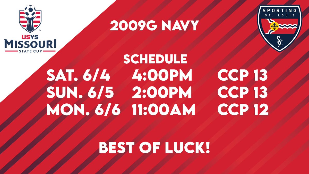 STLDASoccer's tweet photo. Good luck to our 2009G Navy this weekend in State Cup! Come support our teams this weekend! #sportingstl https://t.co/8DM4Tl5Tbo