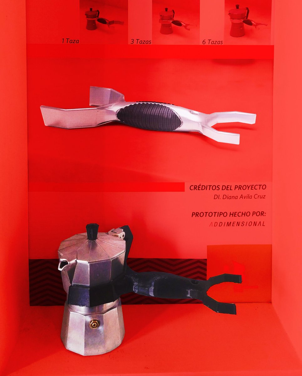 addimensional's tweet photo. Este prototipo impreso en 3D, fue diseñado por Diana Avila Cruz para la asignatura Gerontodiseño durante su estancia en el ISDi. Se trata de una ayuda técnica multifuncional para abrir, en dependecia de su posición, cafeteras de 1, 3 o 6 tazas.
.
#HechoenCuba #ManufacturaAditiva https://t.co/rENPRJ4nhj