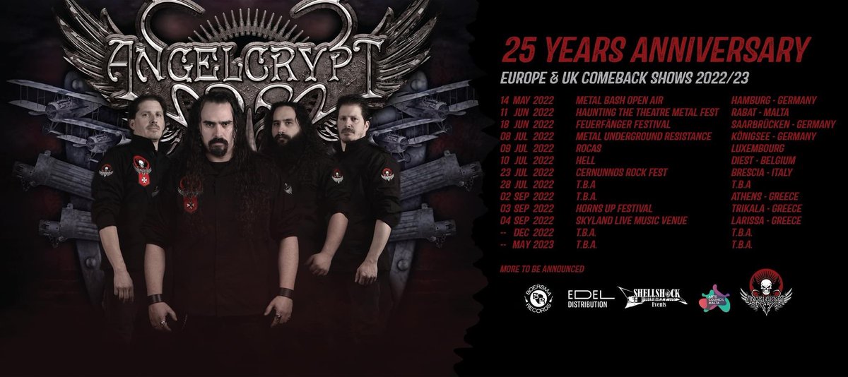 AngelcryptBand's tweet image. Updated tour list! 🇲🇹🇩🇪🇬🇷🇮🇹🇧🇪🇬🇧🇱🇺💪
