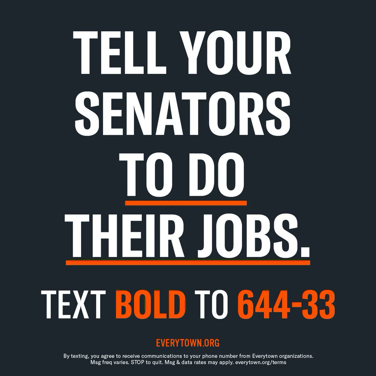 StudentsDemand's tweet image. The Senate has the power to prevent gun violence and save lives—they just need to do their jobs.

This National Gun Violence Awareness Day, demand your senators take bold action to #EndGunViolence NOW: Text BOLD to 644-33. #WearOrange