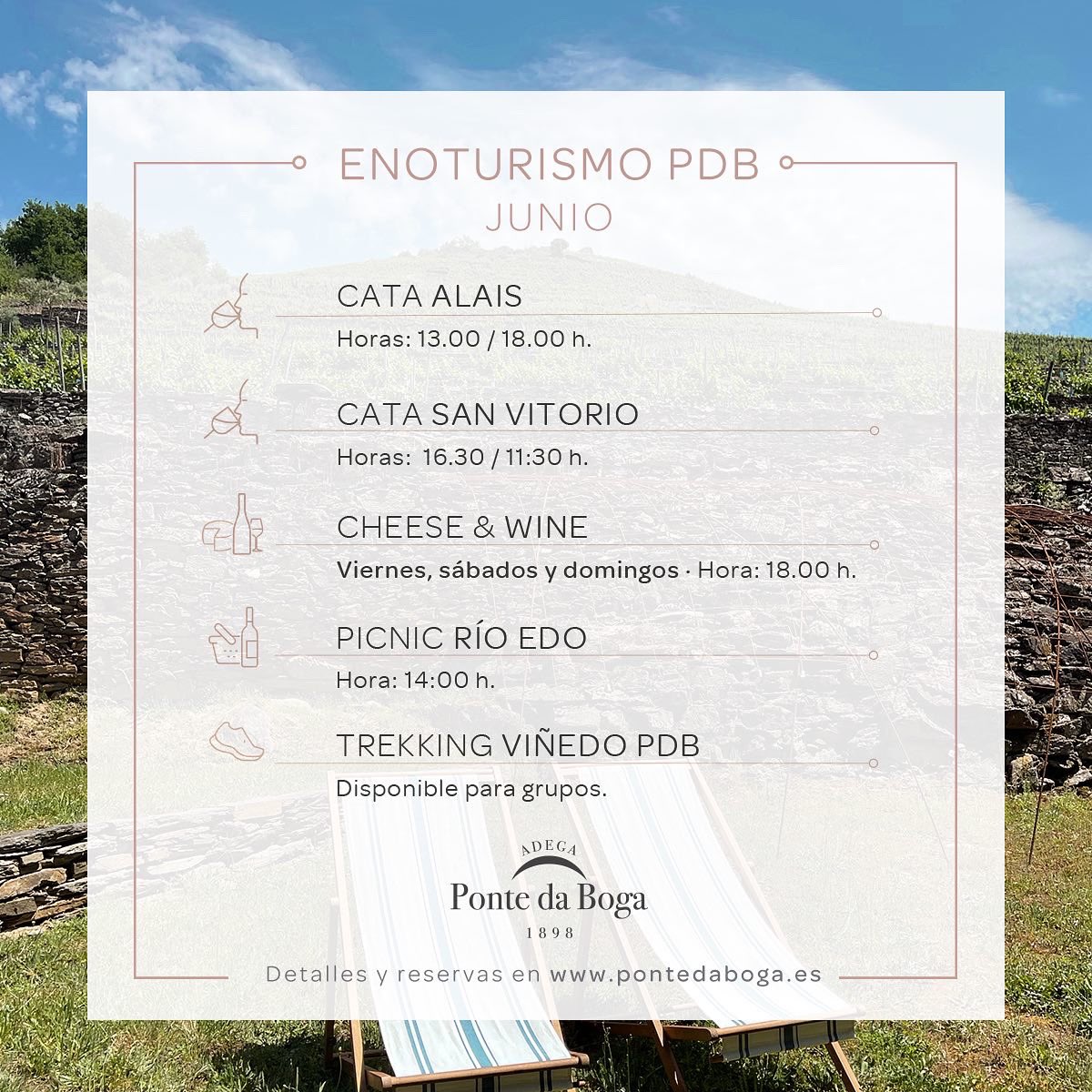 Aquí tenéis los horarios de junio de nuestras experiencias de #enoturismo 🍇🍇🍇