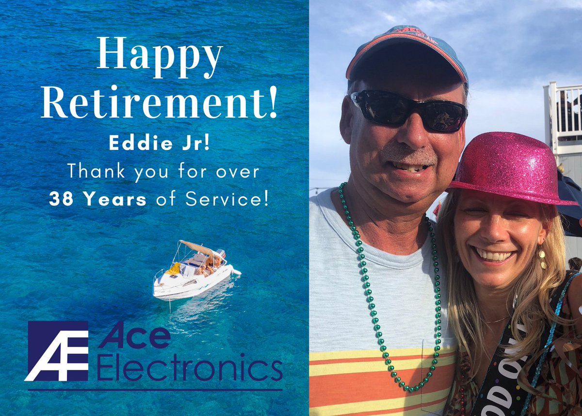 AceElectronics_'s tweet photo. Congratulations Eddie JR!!! Over 38 Years of your dedication and commitment have been integral to the success of Ace Electronics!  We couldn't have done it without you! Best of Everything! We love you! https://t.co/YQVXmhcc5I