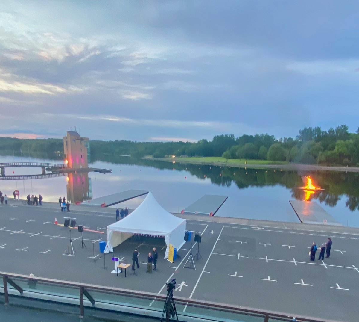 Two men &amp; a dug turn up to see lighting of beacon at Strathclyde Park. What a waste of effort. Considering that there were police that could have been out doing their jobs, First aiders,Marshalls, &amp; Ice-cream vans all stood down. Maybe the organisers might think twice from now on