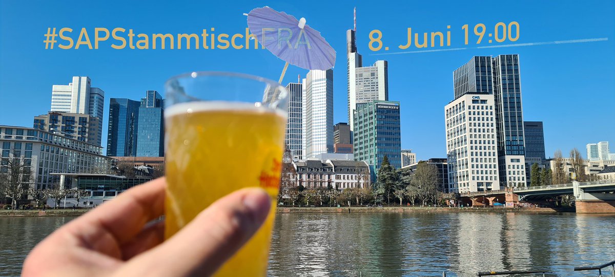 #SAPStammtischFRA 8.Juni (Mi)
.. da sind wir wieder .. vor Ort! 💙

Zwei lange Jahre sind vorbei und es viel passiert. Freue mich riesig auf „unsere“ lokale FrankfurterCommunity 🤗
#SamePlaceSameWeekday
Registrierung: 
sapstammtisch.github.io/Frankfurt/